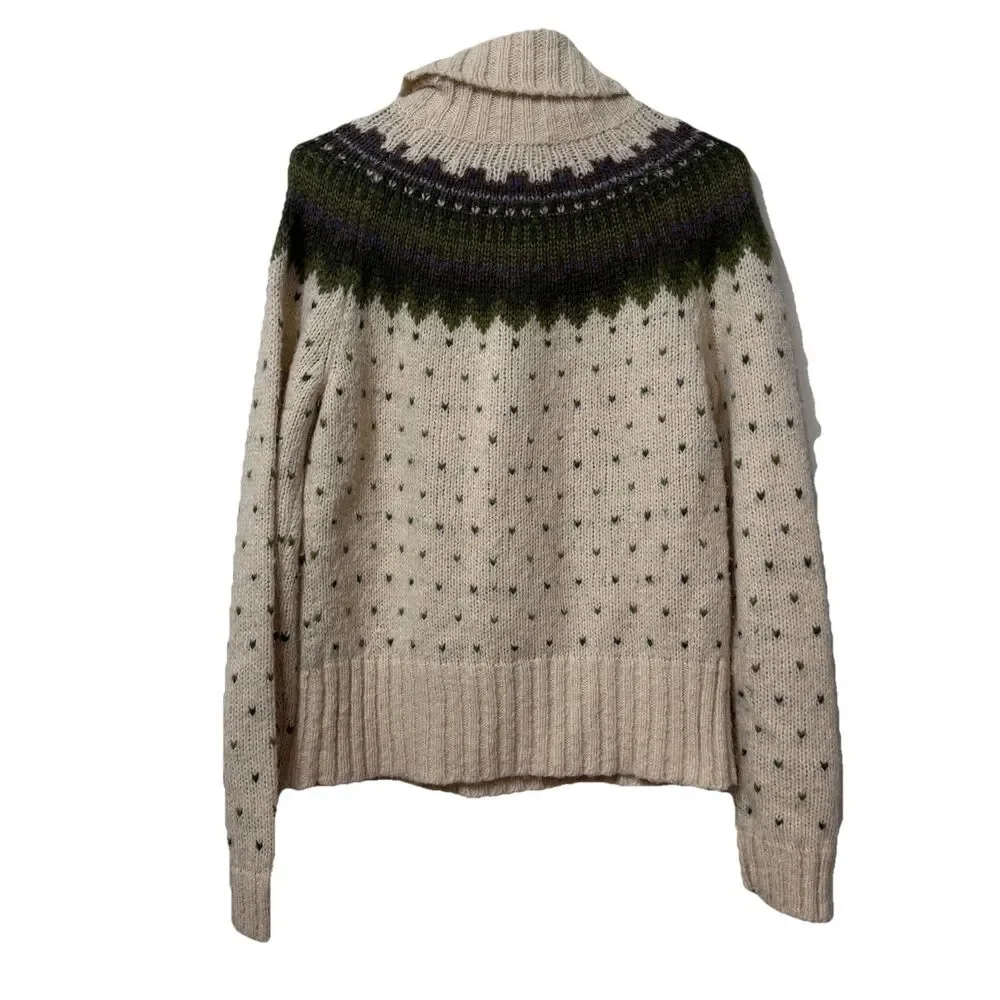 J Crew Women’s Fair Isle Turtleneck Pullover Sweater Lambswool Mohair Large